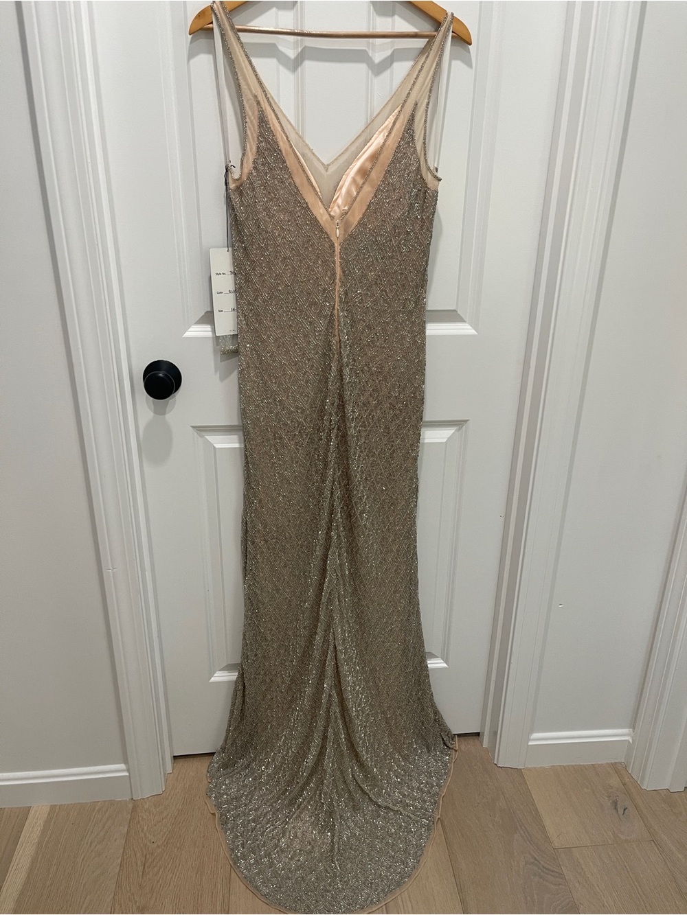 NWT Primavera Couture Champagne Sequin Maxi Gown - Picture 10 of 13
